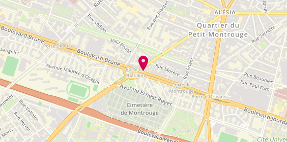 Plan de Oneclop Paris 14 - Vape Shop / CBD shop, 145 Boulevard Brune, 75014 Paris